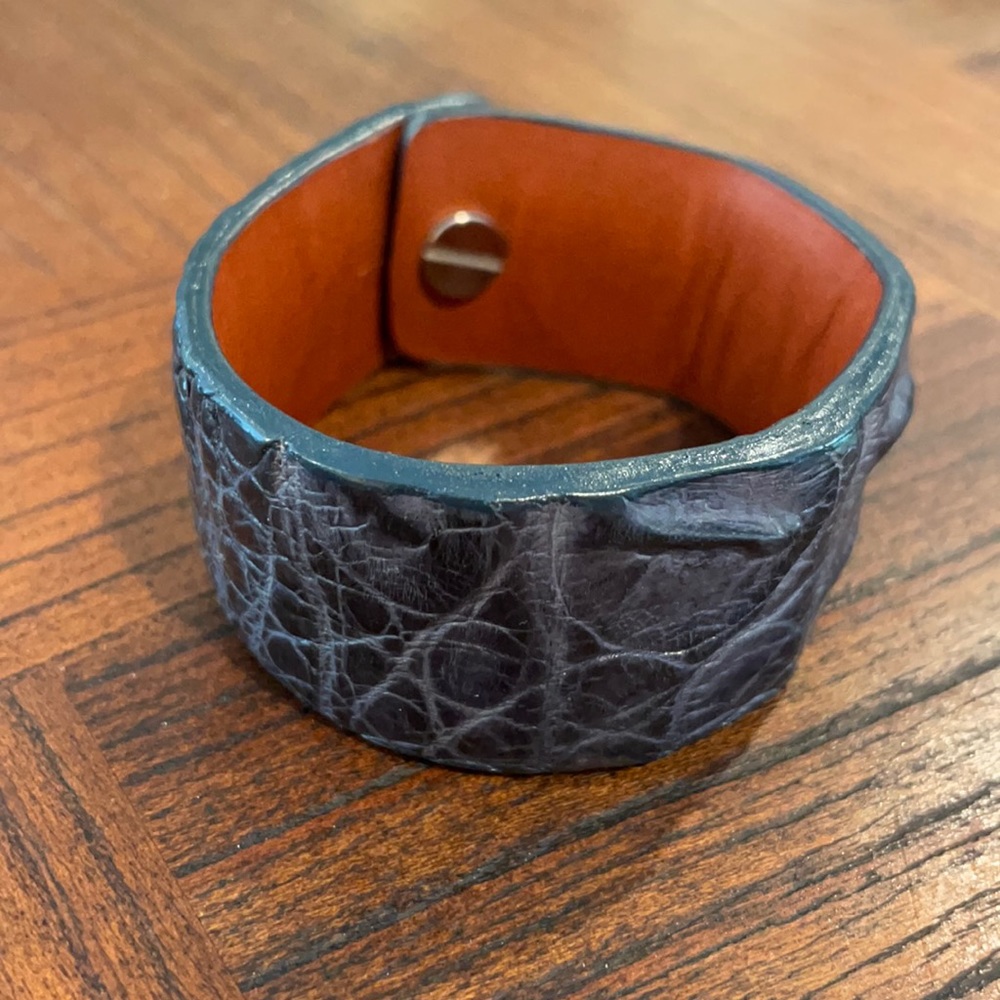 navy alligator skin bracelet